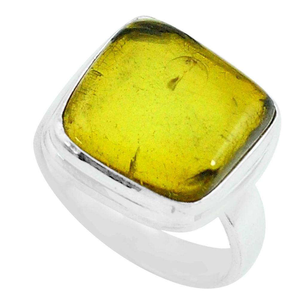 7.82cts natural green amber from colombia silver solitaire ring size 7 p68398