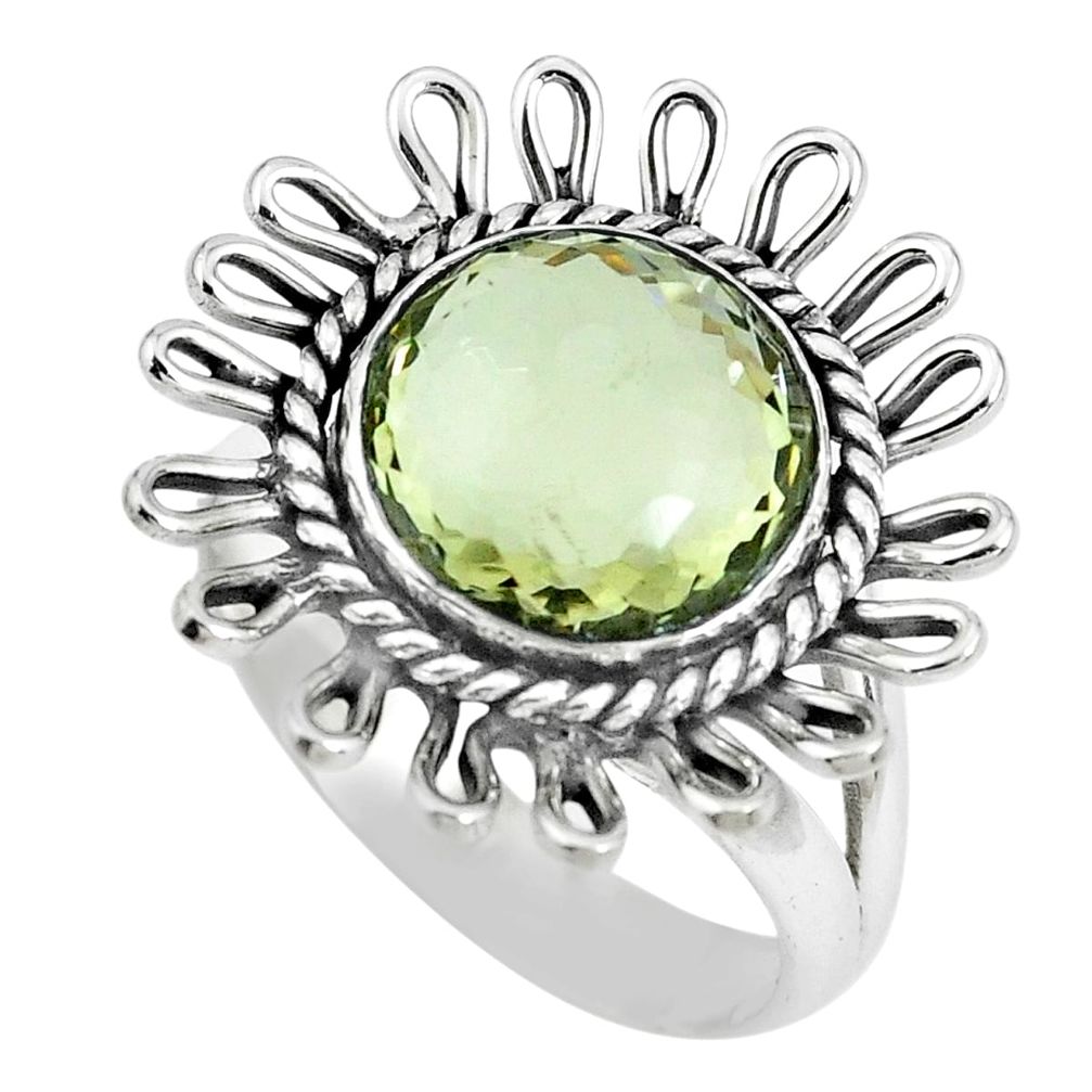 5.51cts natural green amethyst 925 silver solitaire ring jewelry size 7 p70047