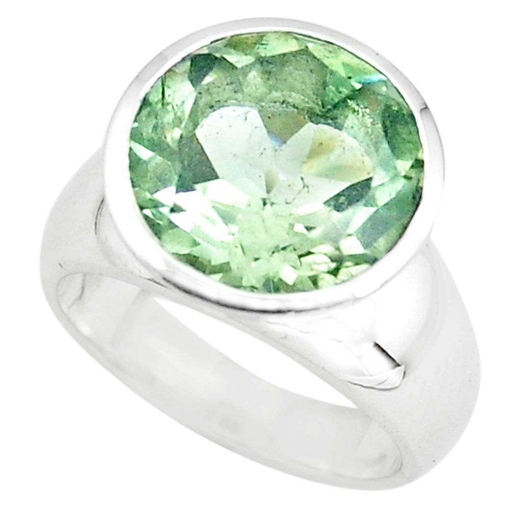 6.31cts natural green amethyst 925 silver solitaire ring jewelry size 5.5 p73240