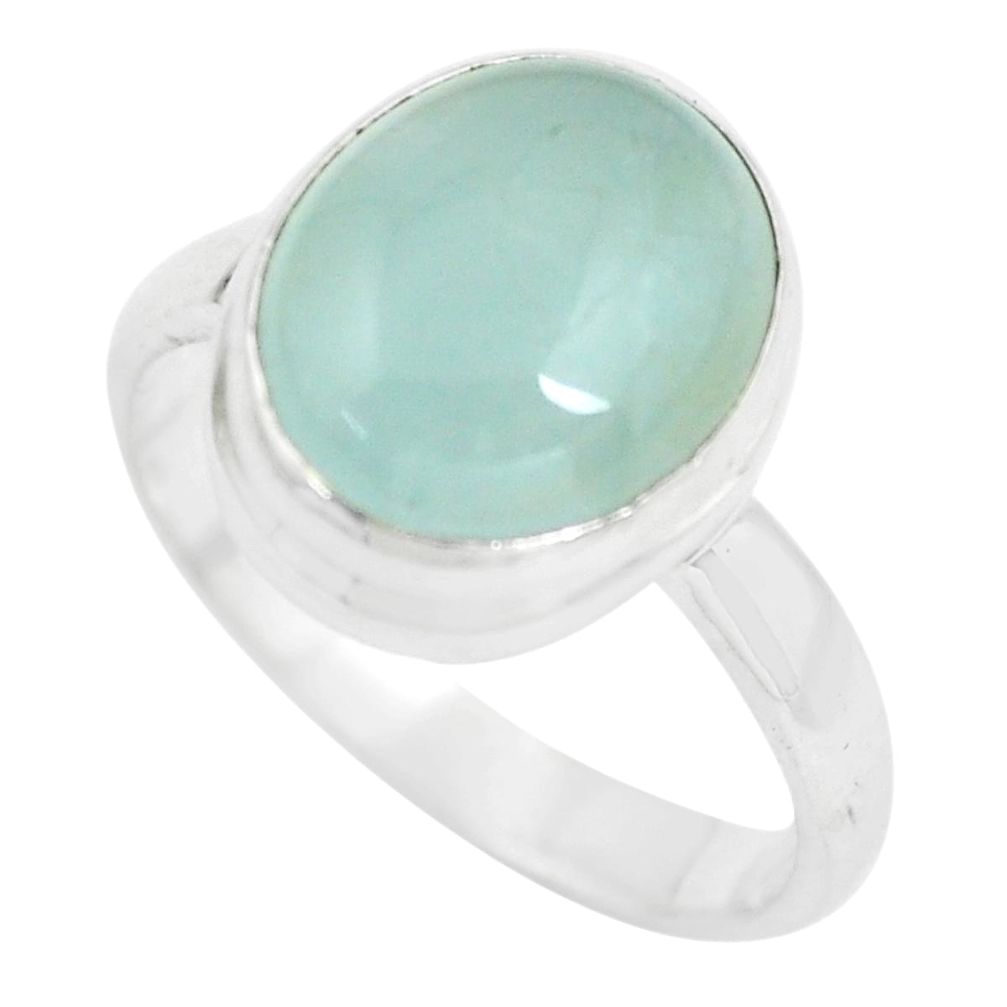 5.11cts natural green aquamarine 925 silver solitaire ring jewelry size 7 p61724