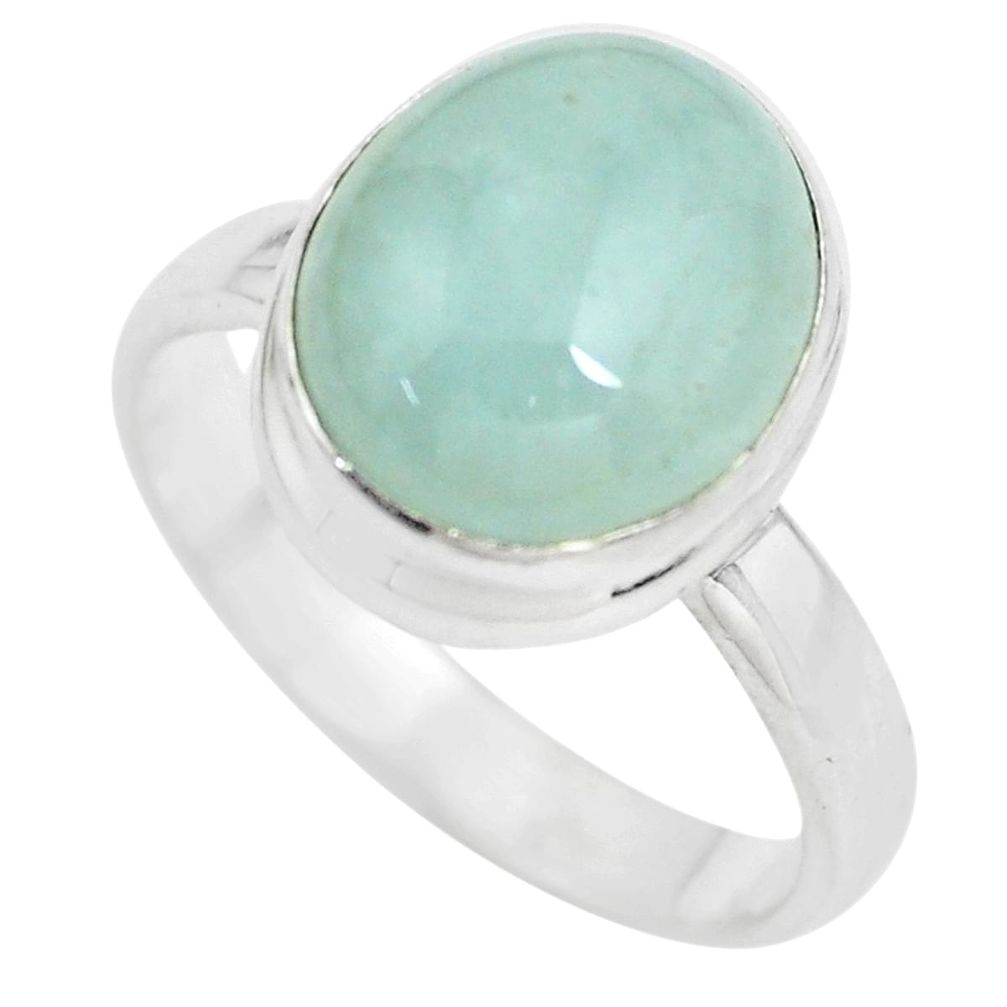 5.11cts natural green aquamarine 925 silver solitaire ring jewelry size 7 p61725