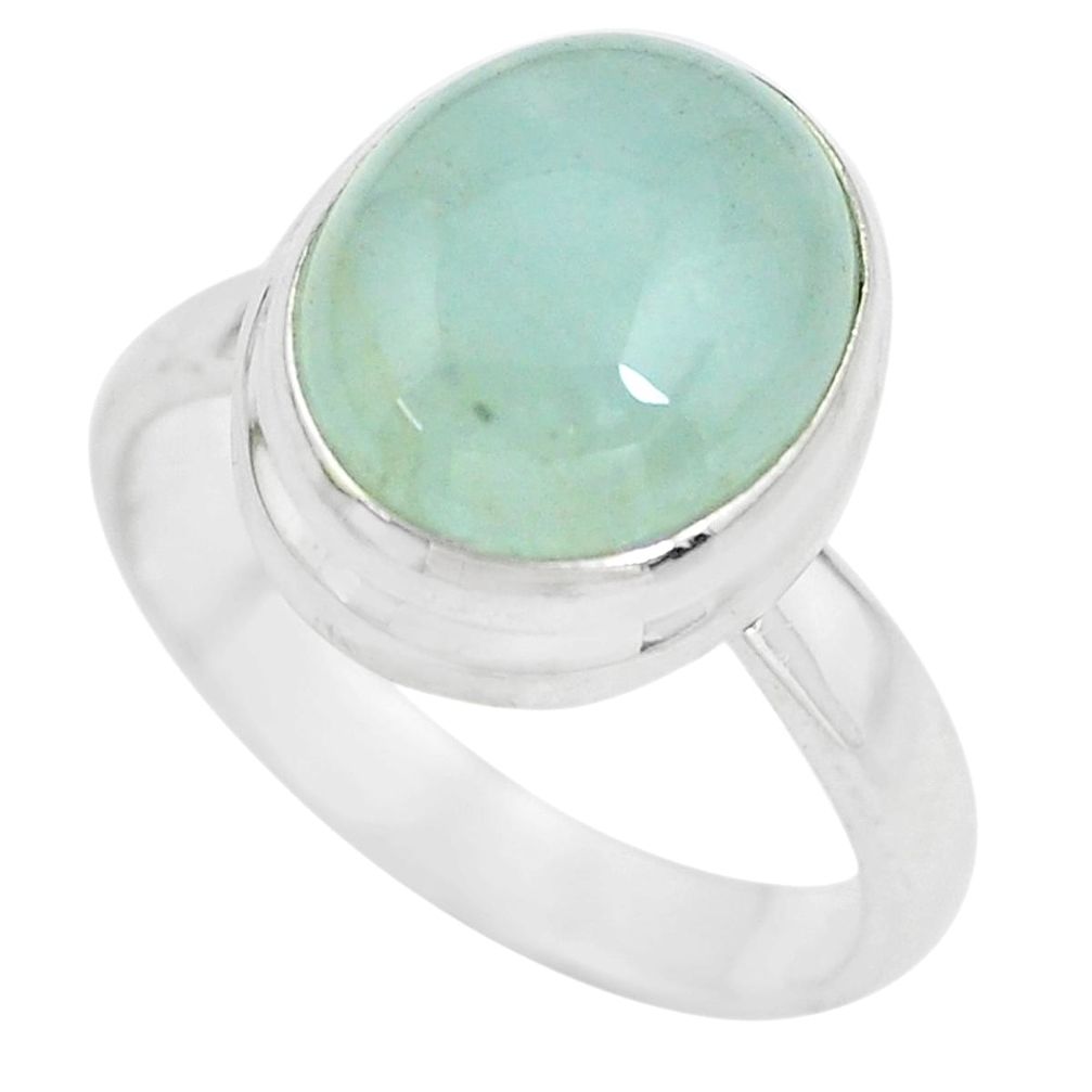 5.38cts natural green aquamarine 925 silver solitaire ring size 6.5 p61722