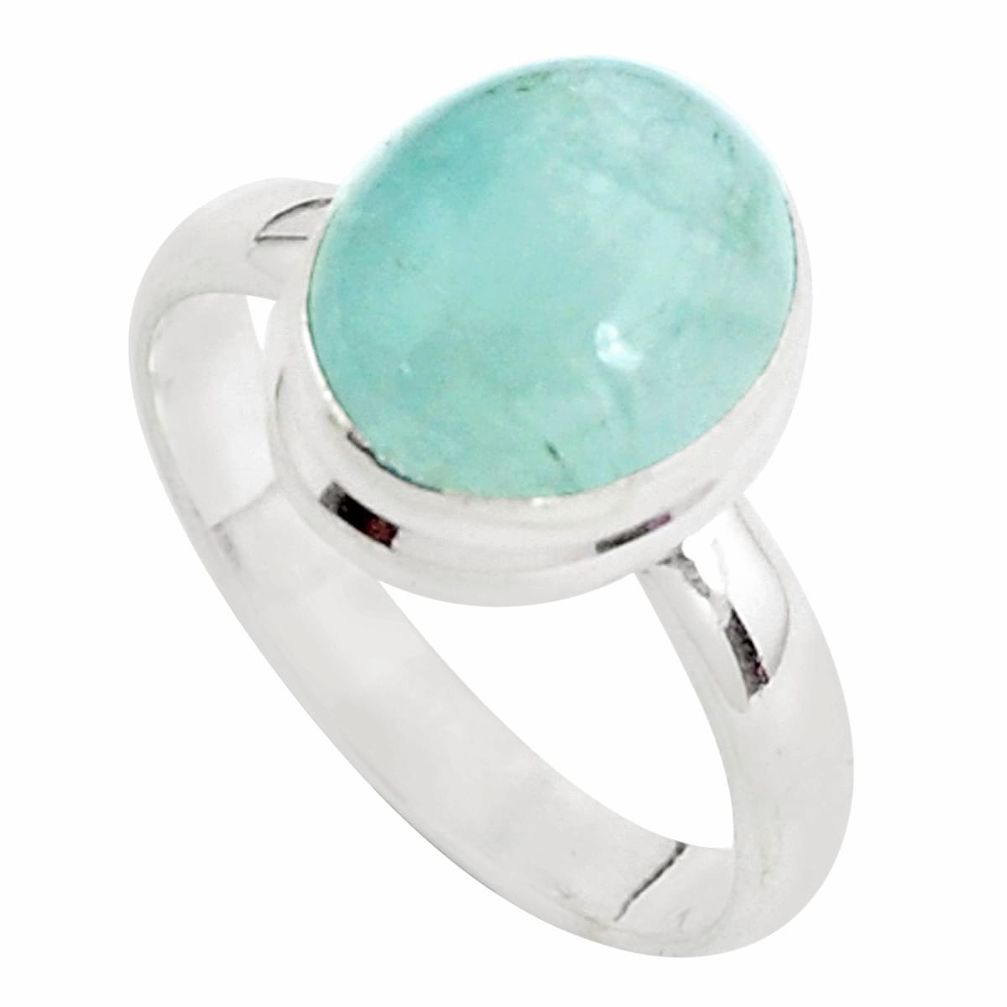 5.05cts natural green aquamarine 925 sterling silver ring jewelry size 9 p39583