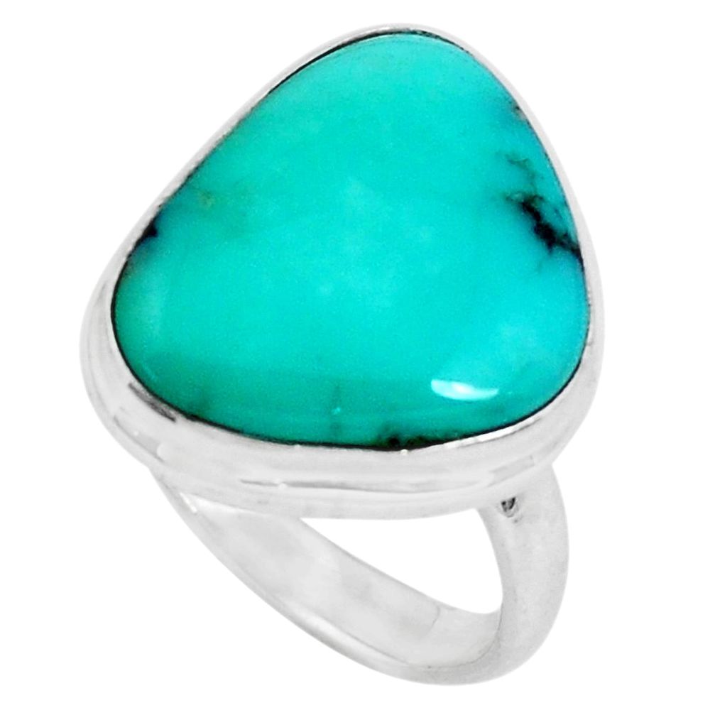 Natural green campitos turquoise 925 silver solitaire ring size 8.5 p46416