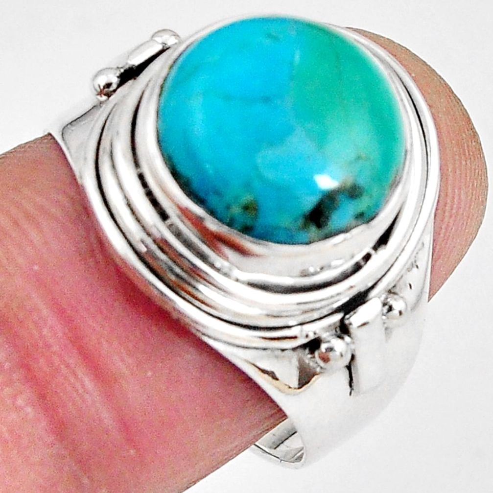6.03cts natural green campitos turquoise 925 silver solitaire ring size 8 p89842