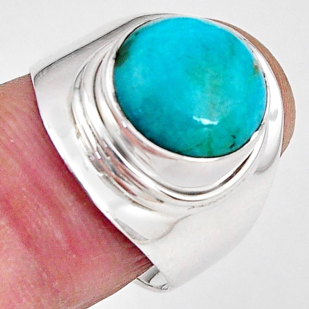 5.79cts natural green campitos turquoise 925 silver solitaire ring size 8 p89843