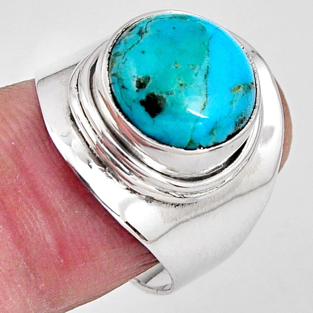 6.03cts natural green campitos turquoise silver solitaire ring size 7.5 p89841