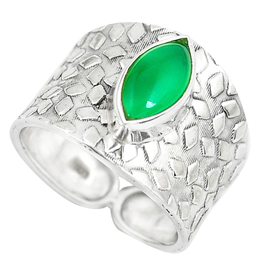 4.94cts natural green chalcedony 925 silver solitaire ring jewelry size 9 p51008