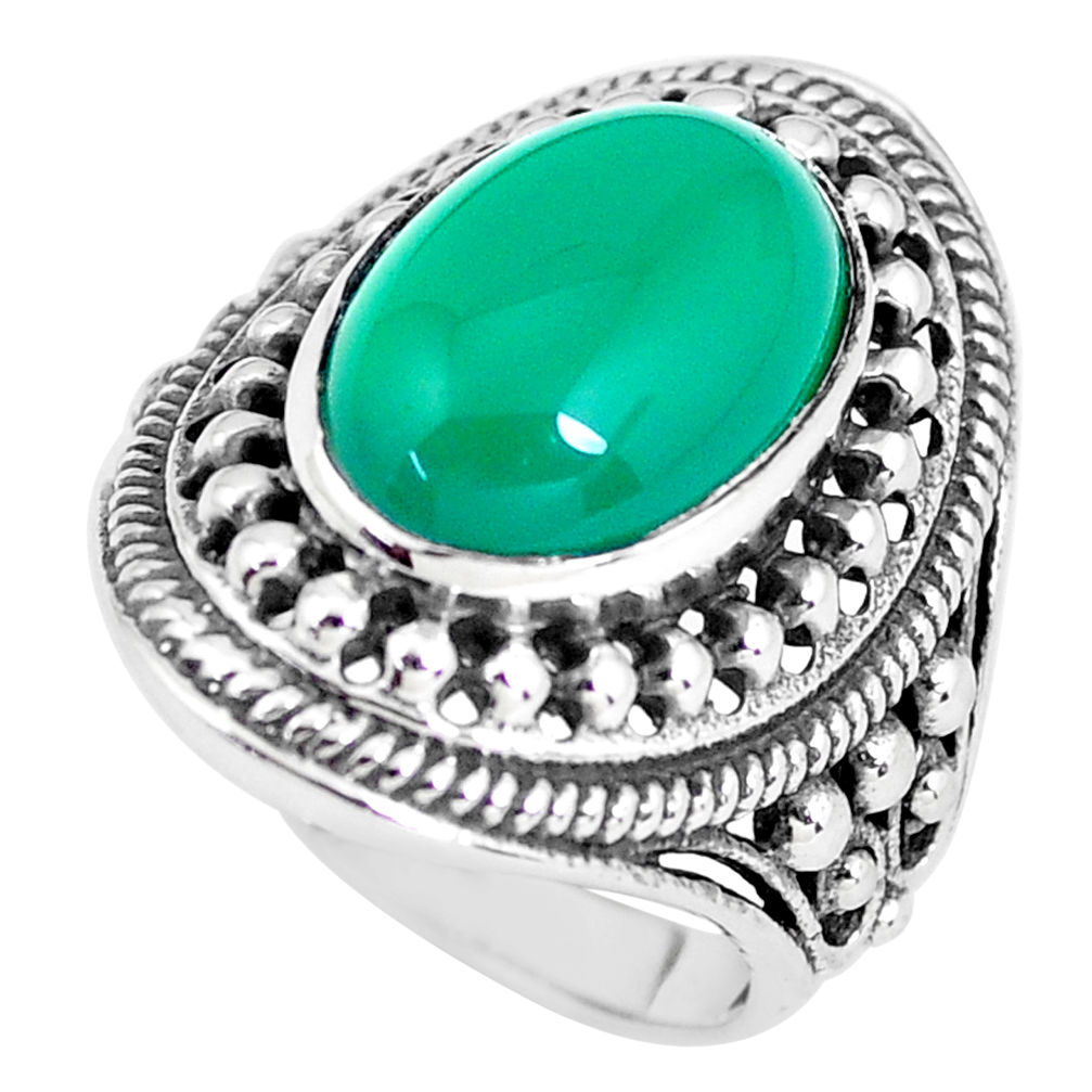 5.98cts natural green chalcedony 925 silver solitaire ring jewelry size 6 p56030