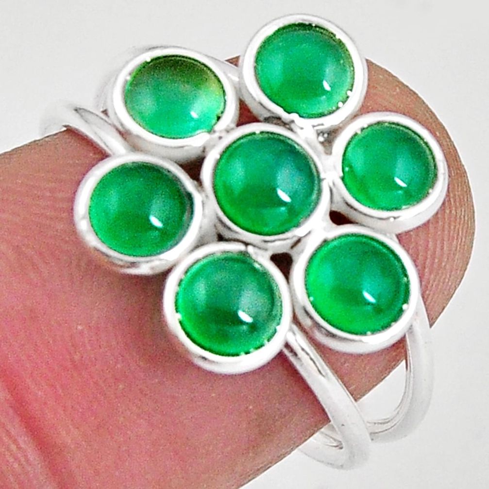 4.61cts natural green chalcedony 925 sterling silver ring jewelry size 7 p89861