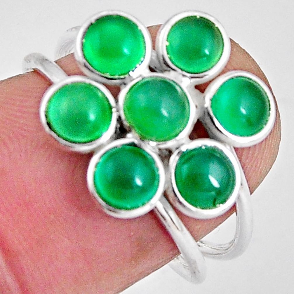 5.08cts natural green chalcedony 925 sterling silver ring jewelry size 7 p89862