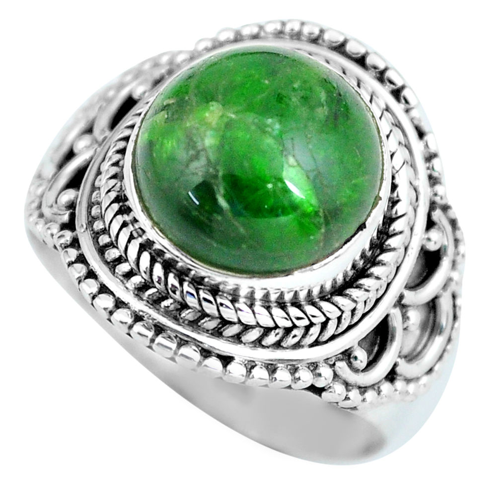 5.71cts natural green chrome diopside 925 silver solitaire ring size 7 d32207