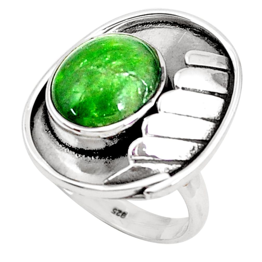 5.62cts natural green chrome diopside 925 silver solitaire ring size 9 p49616