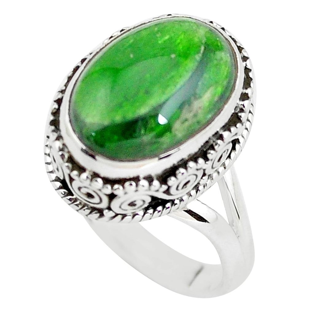 7.10cts natural green chrome diopside 925 silver solitaire ring size 6.5 p56490