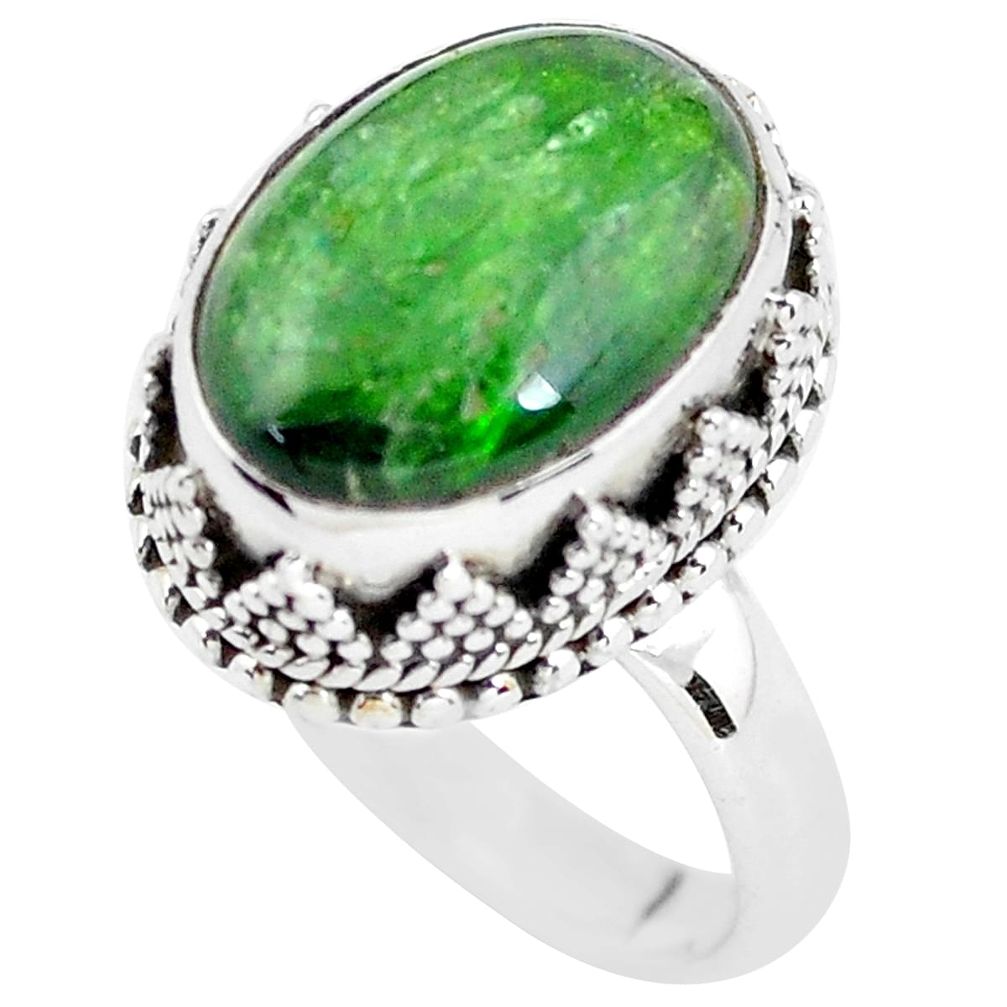 6.53cts natural green chrome diopside 925 silver solitaire ring size 7 p56491