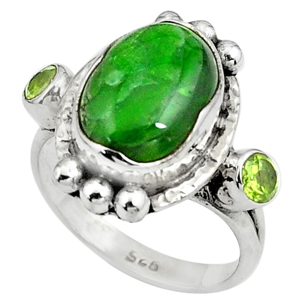 Natural green chrome diopside peridot 925 silver ring size 8 p79003