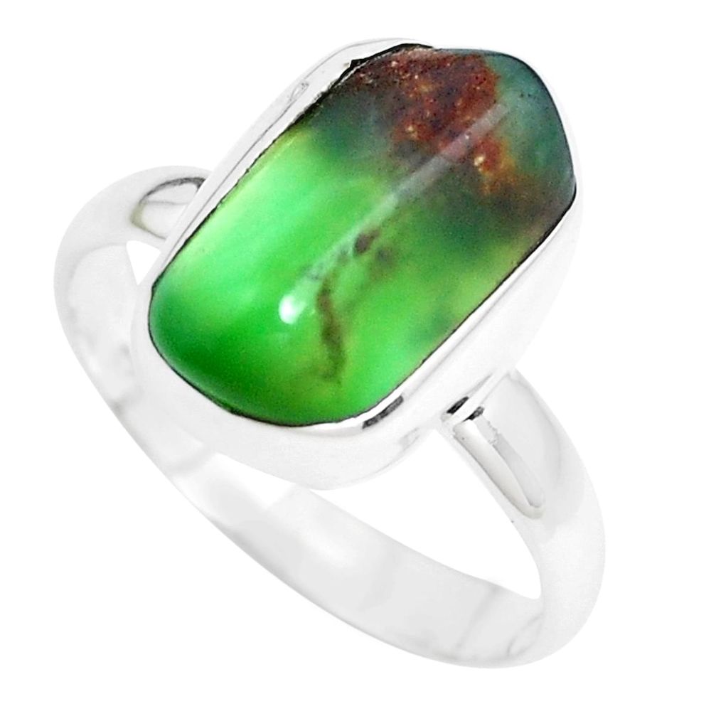 9.16cts natural green chrysoprase 925 silver solitaire ring size 9 p44325