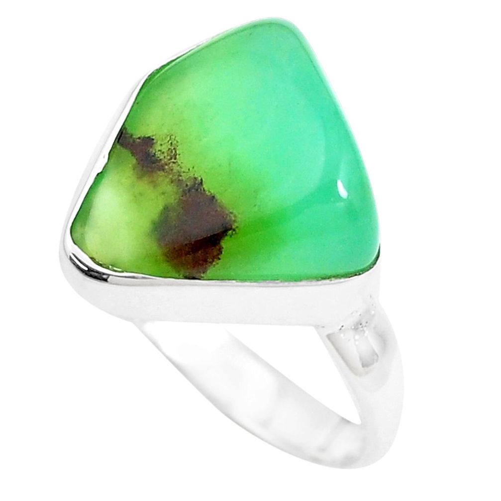 9.61cts natural green chrysoprase 925 silver solitaire ring size 7 p44339