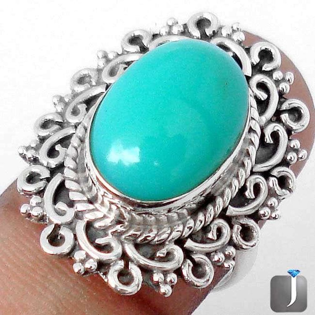 NATURAL GREEN CHRYSOPRASE OVAL 925 STERLING SILVER RING JEWELRY SIZE 9 G65106