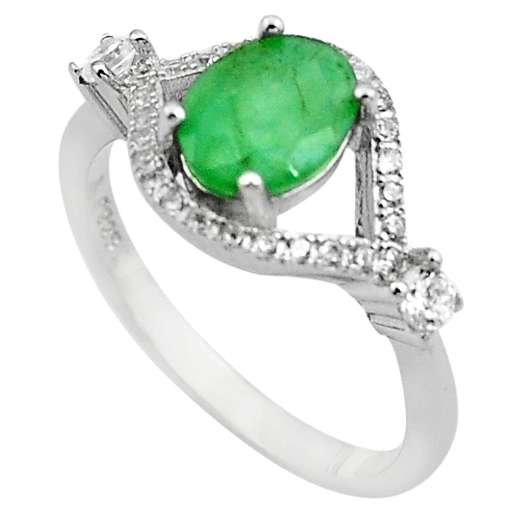 3.17cts natural green emerald oval topaz 925 sterling silver ring size 6.5 c4032