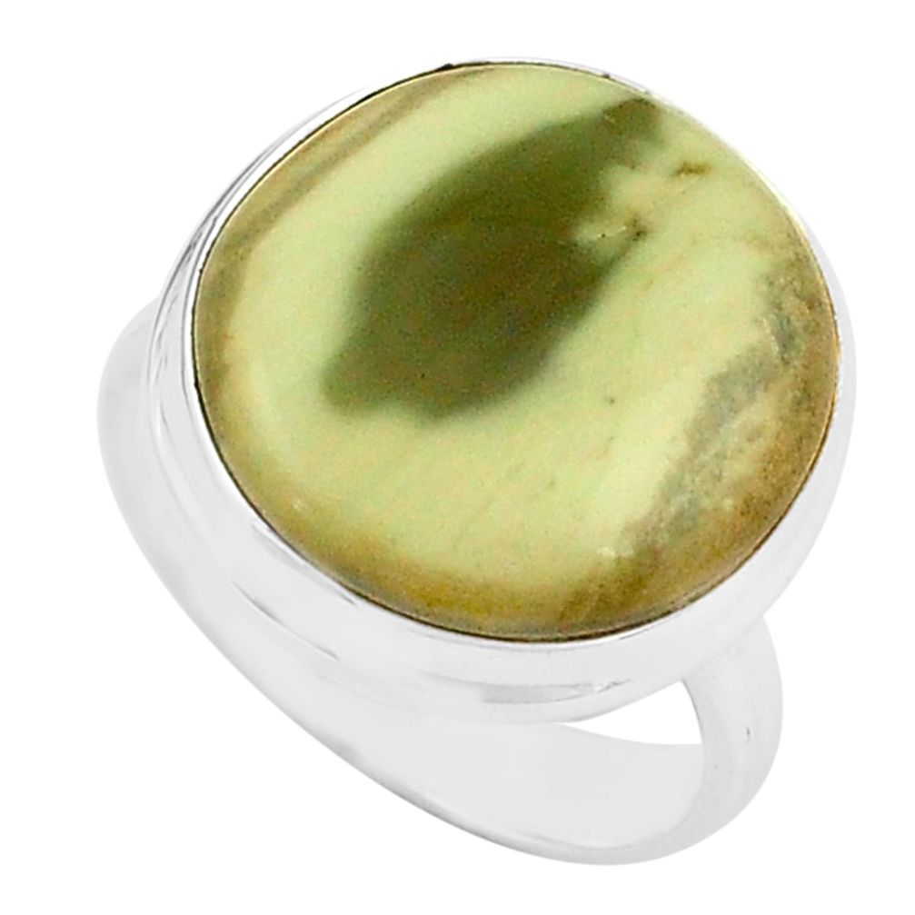 13.27cts natural green imperial jasper 925 silver solitaire ring size 7.5 p80797