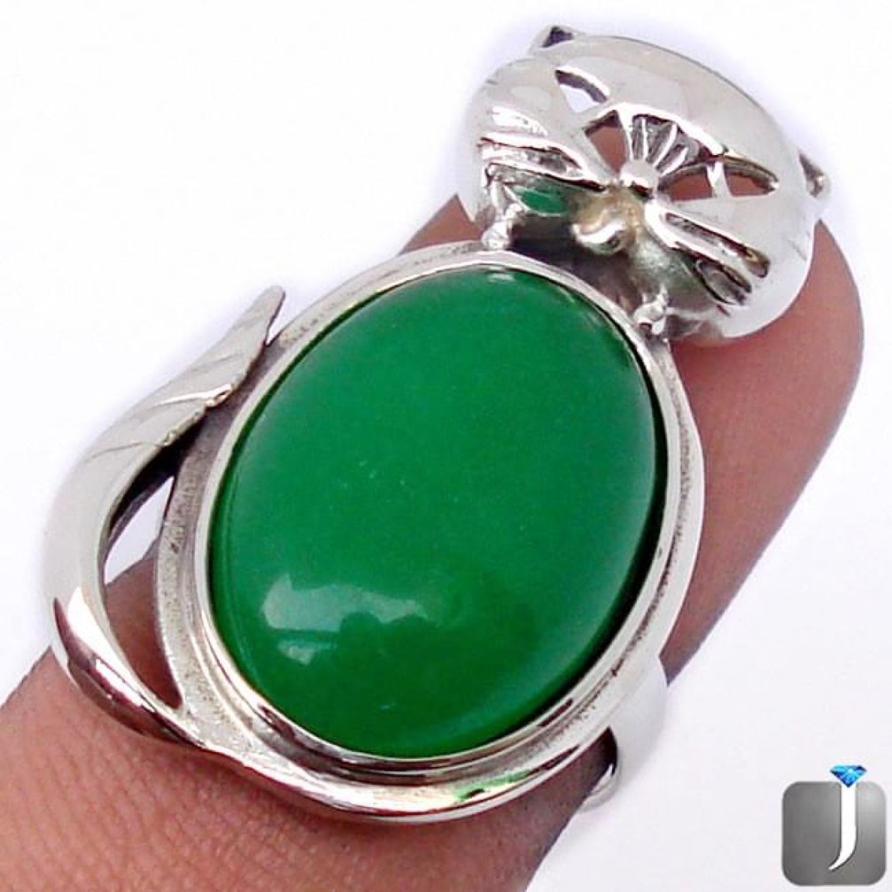 NATURAL GREEN JADE TOPAZ 925 STERLING SILVER CAT RING JEWELRY SIZE 9 G38100