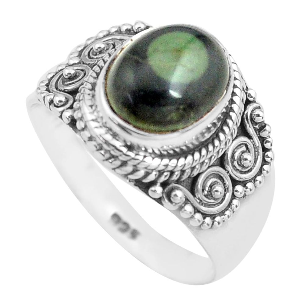 4.40cts natural green kambaba jasper 925 silver solitaire ring size 8 p71757