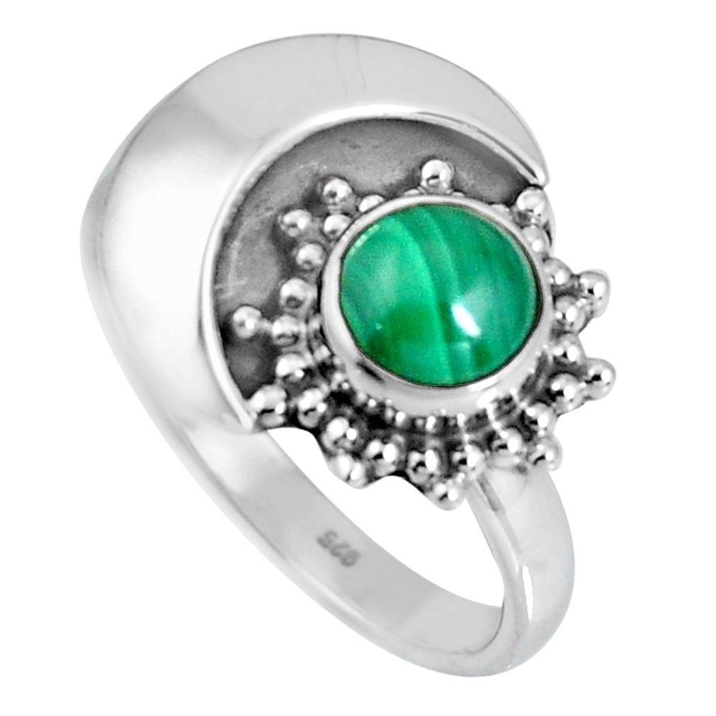 1.41cts natural green malachite (pilot's stone) 925 silver ring size 7 d32584