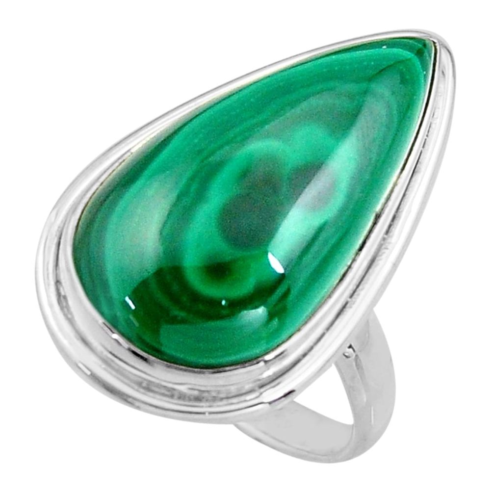 19.25cts natural green malachite (pilot's stone) 925 silver ring size 8.5 p90858