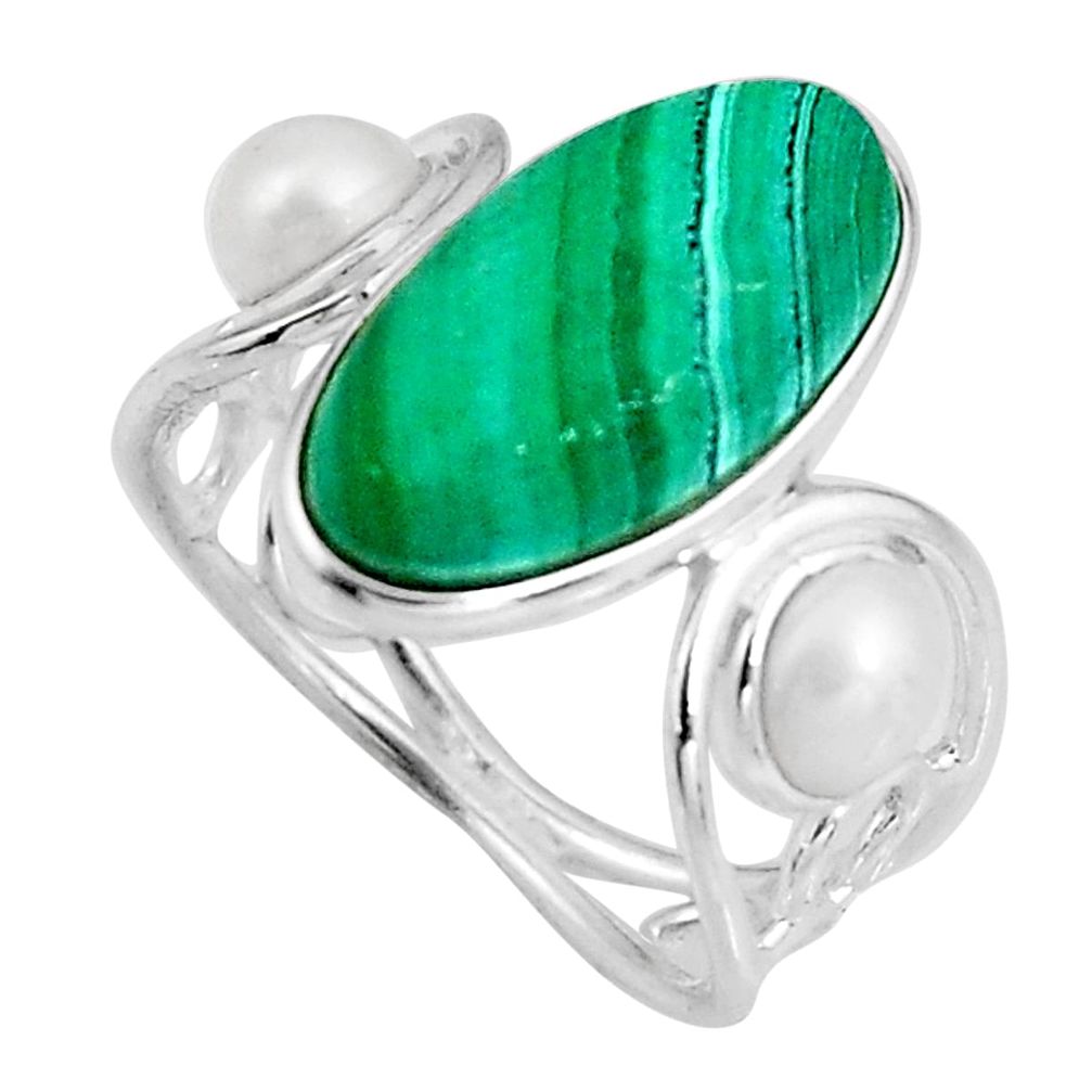 8.26cts natural green malachite (pilot's stone) 925 silver ring size 7 p92544