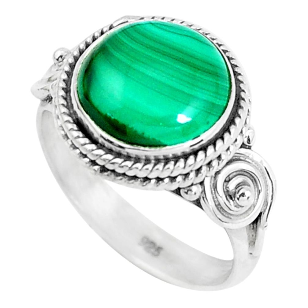 5.38cts natural green malachite 925 silver solitaire ring size 6.5 d31472