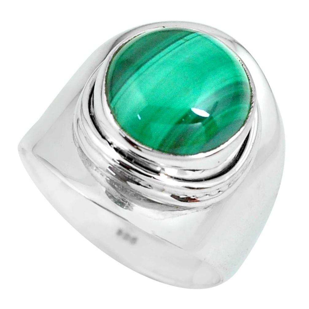 6.33cts natural green malachite 925 silver solitaire ring size 6.5 p70288