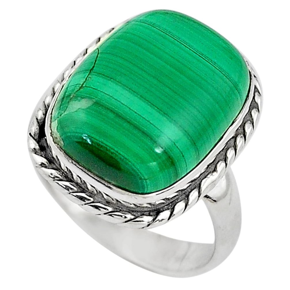 10.37cts natural green malachite 925 silver solitaire ring size 7 p85713