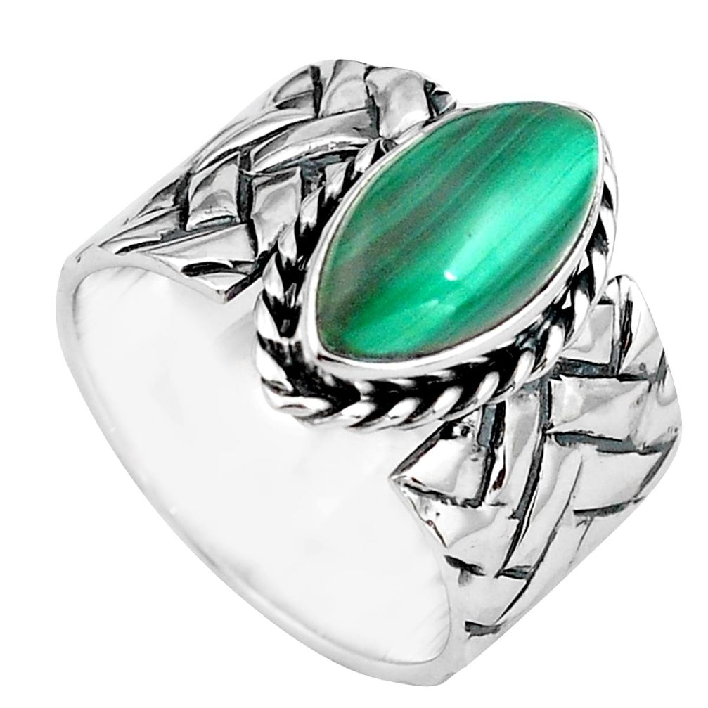 6.01cts natural green malachite 925 silver solitaire ring size 8 p87967