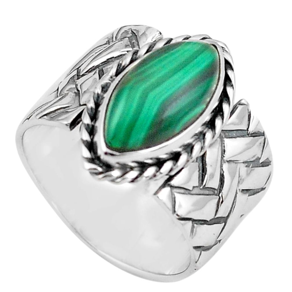 6.31cts natural green malachite 925 silver solitaire ring size 7 p87970