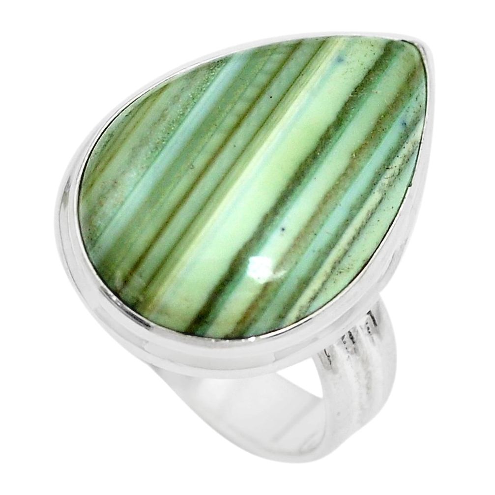 16.54cts natural green opal 925 sterling silver ring jewelry size 8 p42975