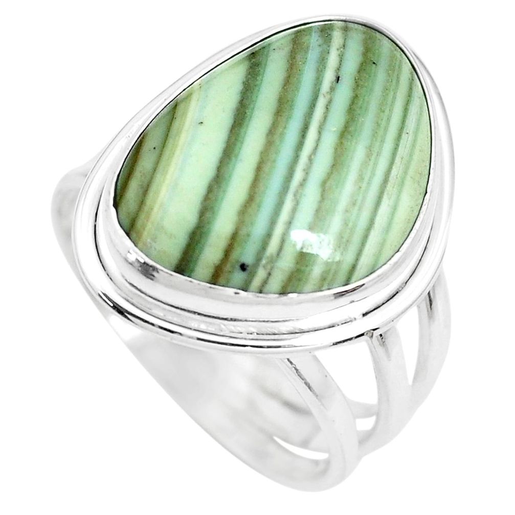 18.46cts natural green opal 925 sterling silver ring jewelry size 10 p42978