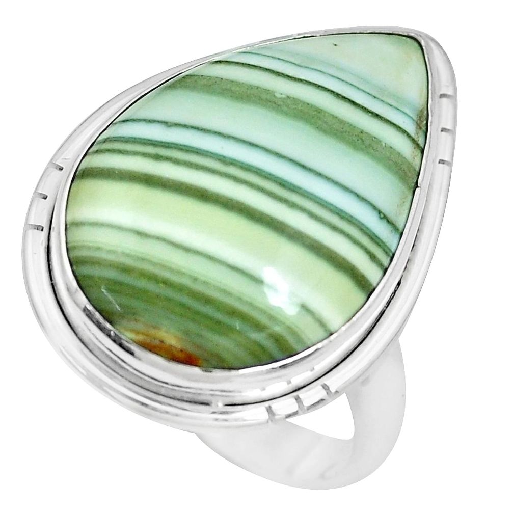 18.46cts natural green opal 925 sterling silver ring jewelry size 10.5 p42979