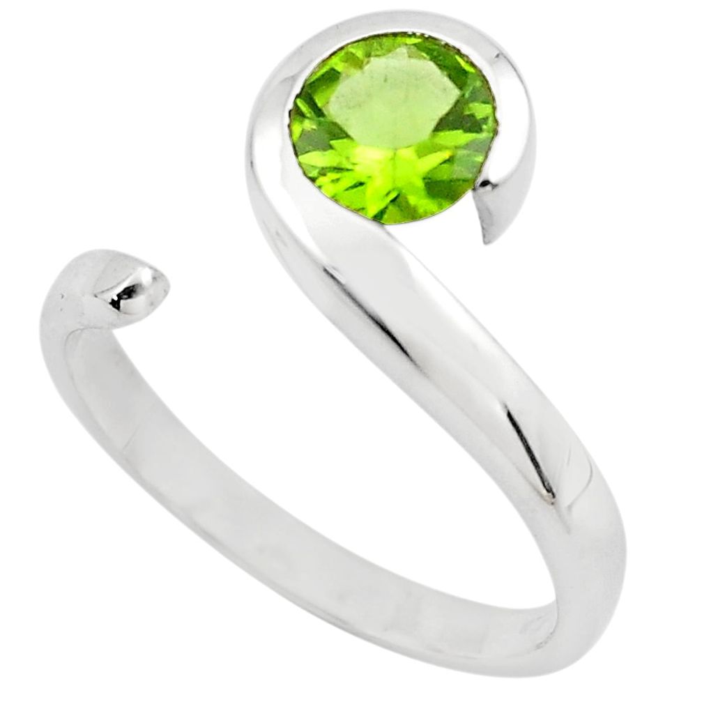 2.55cts natural green peridot 925 silver adjustable solitaire ring size 9 p83453