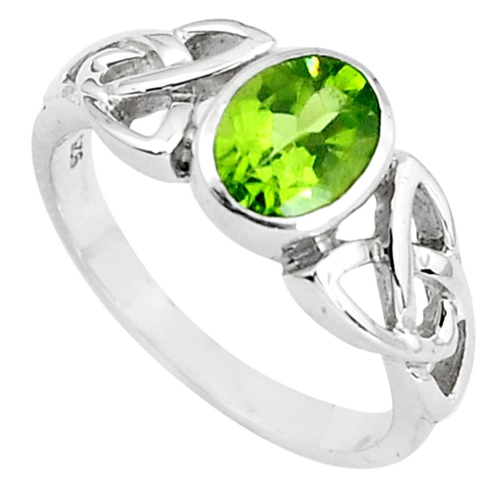 2.21cts natural green peridot 925 silver solitaire ring jewelry size 5.5 p36913