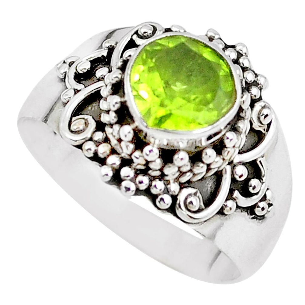 2.95cts natural green peridot 925 silver solitaire ring jewelry size 8 p51123