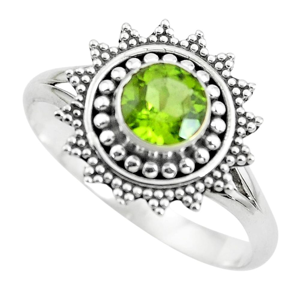 1.39cts natural green peridot 925 silver solitaire ring jewelry size 8 p61870