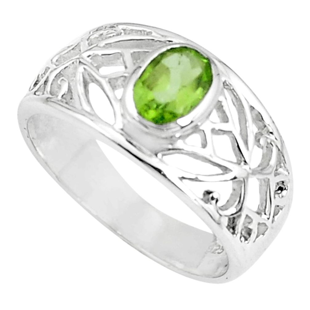 1.53cts natural green peridot 925 silver solitaire ring jewelry size 5.5 p62215