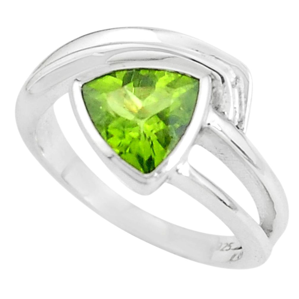 3.36cts natural green peridot 925 silver solitaire ring jewelry size 7 p62274