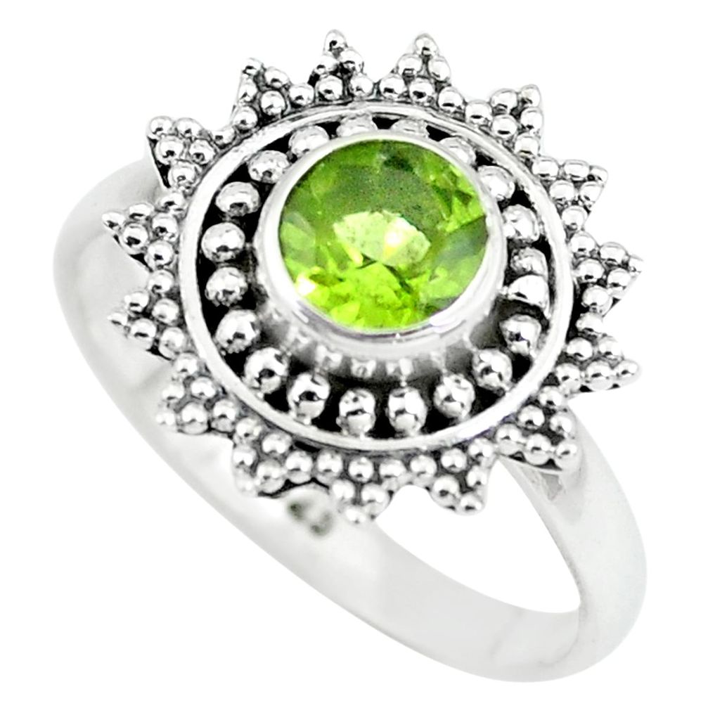 1.22cts natural green peridot 925 silver solitaire ring jewelry size 7.5 p64101