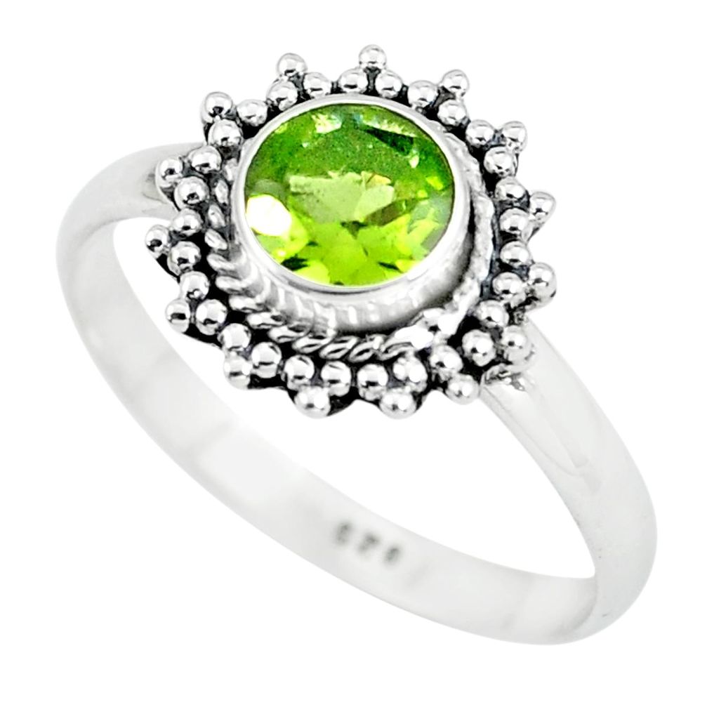 1.06cts natural green peridot 925 silver solitaire ring jewelry size 8 p64113