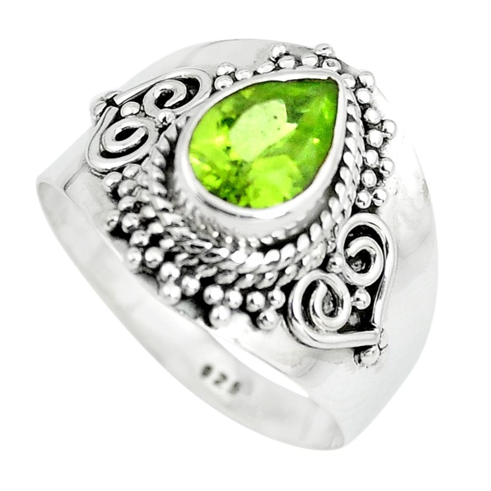 2.31cts natural green peridot 925 silver solitaire ring jewelry size 8 p64119