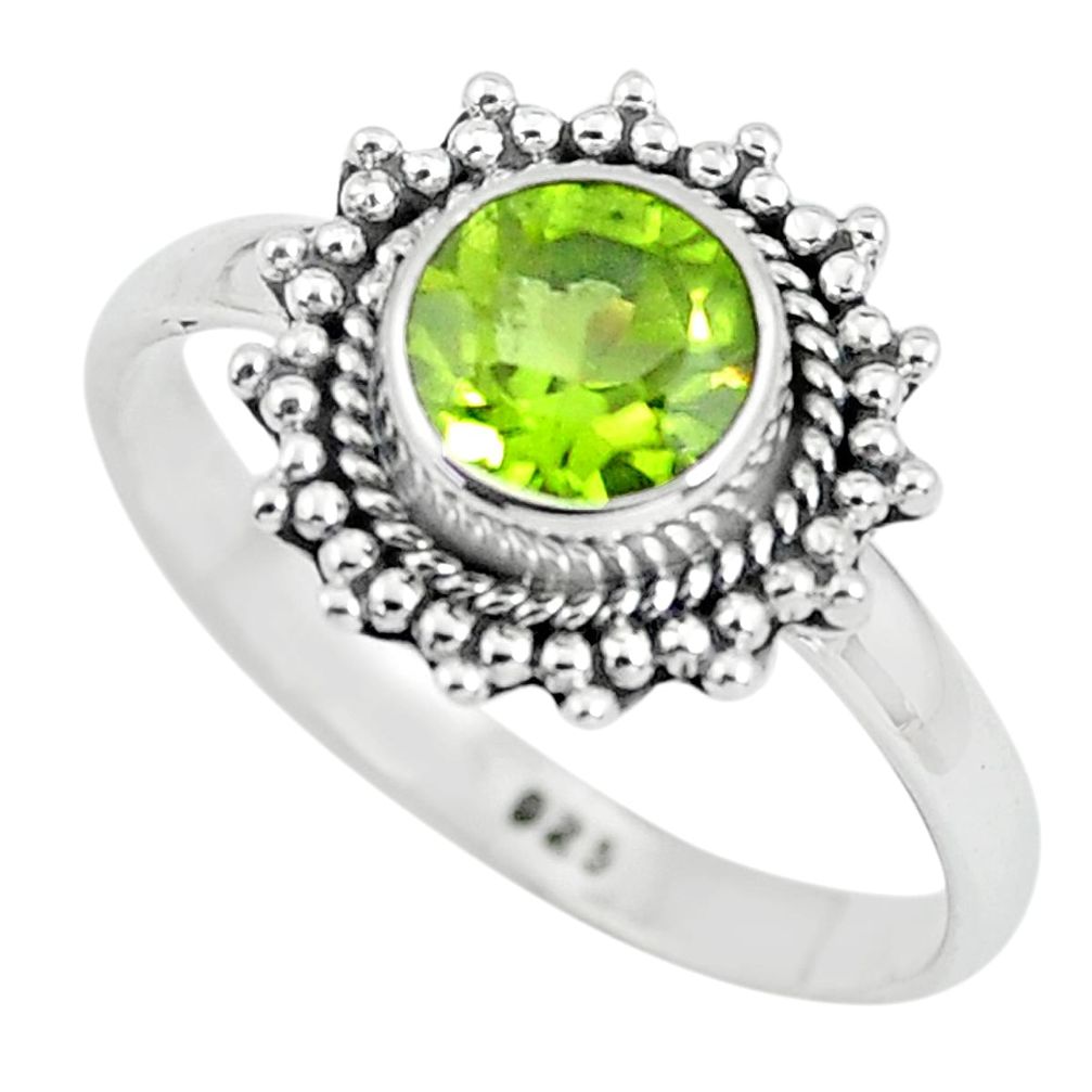 1.07cts natural green peridot 925 silver solitaire ring jewelry size 7 p64130