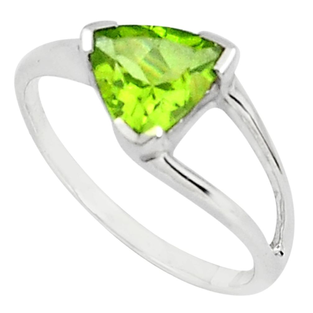 2.44cts natural green peridot 925 silver solitaire ring jewelry size 6 p81966