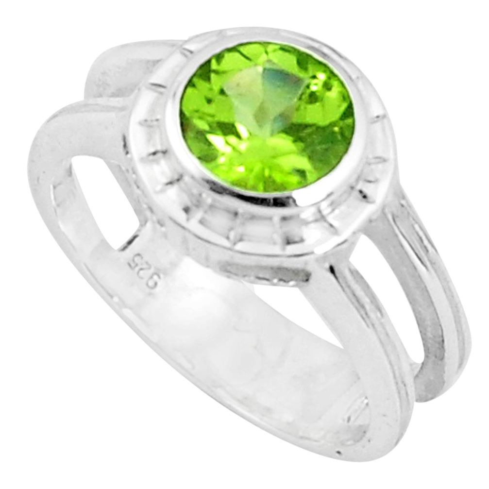 2.41cts natural green peridot 925 silver solitaire ring jewelry size 5.5 p82775